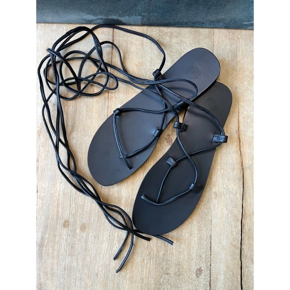 UO Urban Outfitters Black Boho Faux Leather Gladiator Sandals - Size 8 - NWOT - Picture 6 of 6